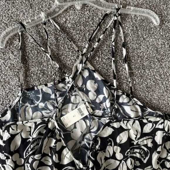 Anthropologie NWT Black Off White Sheer Mini Dress - Picture 7 of 12